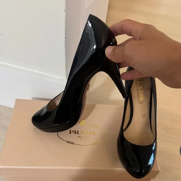 Prada Glossy Black Women's Heels - Picture 2 of 4